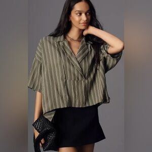 Anthropologie The Dylon short-sleeve striped top